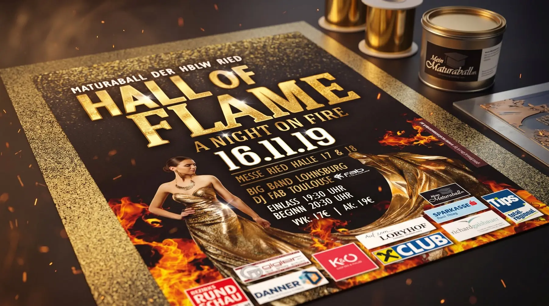 Edles Hall of Fame Ball-Layout mit Goldelementen aus der Designagentur